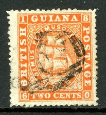 British Guiana 1863 QV 2¢ Orange Perf 12½ Sc#46 VFU P187 picture