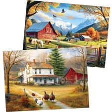 2 Pack 300 Piece Autumn Farm Jigsaw Puzzles for Adults - Fun Family Activity picture