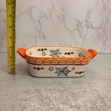 Temp-tations Old World Halloween Boofetti 0.5 Qt Baker Platter Bats Spiderwebs picture