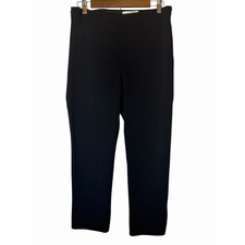 St. John Collection Womens Dress Pants Black Wool Blend Pull On Back Slit Medium picture