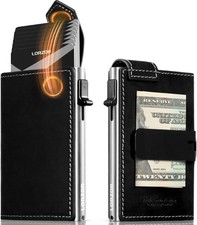 Slim Wallet for Men with Security Latch, Pop Up Metal Card Holder Wallet, Fin... picture