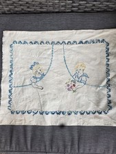 Antique Hand Embroidered linen  baby pillow cases . picture