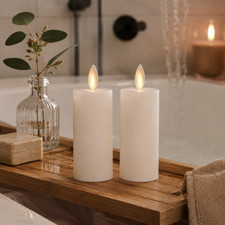 2pcs Luminara Flameless Battery Votive Candles with Remote Moving Wick Ivory picture