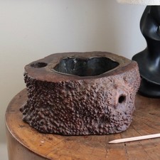 Antique Japanese Burlwood Hibachi 19th Century Copper Wood Hand Warmer Brazier picture