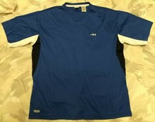 FILA Performa Jersey Athletic T-shirt Men's Sz Large L Blue Black White V-Neck picture