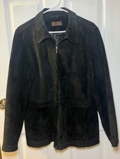 Vintage Danier Black Suede Leather Jacket XL 90s Y2K Genuine Leather Zip Coat picture