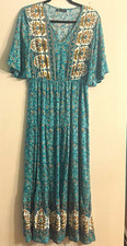 PRETTYGARDEN Women's M Floral V-Neck Maxi Dress Smocked Flutter Sleeve Blue picture