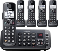 Panasonic Expandable Cordless Phone System Answering Machine 5 Handsets Black picture