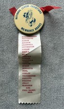 1957 Milwaukee Braves World Series National League Champions Pin Ribbon - 7” picture