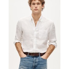 J. Crew Men's Baird McNutt Irish Linen Long Sleeve Shirt White Style 81561 Med picture