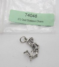 Silver Oxidized 3D Skeleton Charm/Pendant, New picture