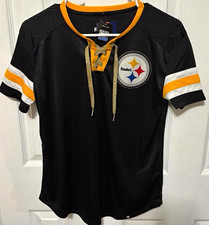 Fanatics NEW Pittsburgh Steelers NFL Black Lace Up Jersey Shirt Women's Small picture