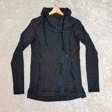 Lululemon Coast Easy Wrap Jacket Womens 4 Black Asymmetrical Zip Thumbhole Yoga picture