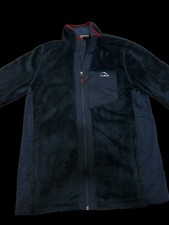 L.L.Bean High-Pile Fleece Full-Zip Jacket, Navy with Red Trim, Men’s Medium Tall picture