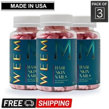 WEEM Hair Skin and Nails Gummies Biotin Vitamins Healthy Hair - Pack of 3 picture