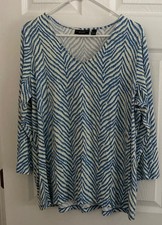 EUC SUSAN GRAVER WEEKEND WOMENS TOP SIZE LARGE, TURQUOISE picture