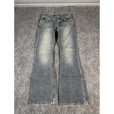 Nautica Jeanswear Flare Jeans Womens 5 Blue Light Wash Good Low Rise Y2K Frayed picture
