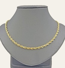 10K Yellow Gold SOLID Rope Chain Necklace Diamond Cut Real Gold 3mm 22inch picture