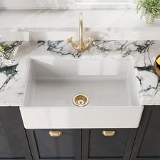 Nuie Farmhouse Kitchen Sink, Single Bowl, Fire Clay Apron Front Sink 30x18x8.5