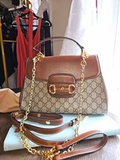 GG Monogram Top Handle Bag Chain Strap Push Lock Brown/Beige Medium picture