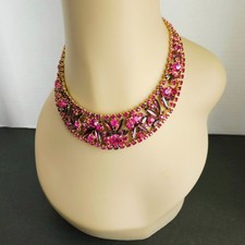 Vintage 1960s Juliana D and E Necklace ~Pink Purple Rhinestone Bib Verified picture