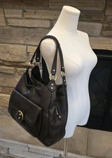 Coach Campbell Leather Hobo Double Handle Shoulder Bag Dark Brown  picture
