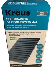 Kraus Self-Draining Silicone Drying Mat Cyan Blue Hot Plate 14 3/4 x 8 x 1/2