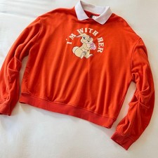 HM Divided Disney Bambi Miss Bunny Collared Graphic Sweatshirt Orange Womens M picture