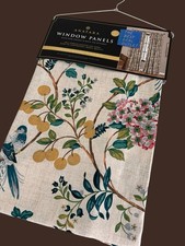 NIP Anatara Window Curtains 2 Panels 37 x 84 Drapes Birds Teal Yellow Back Tab picture