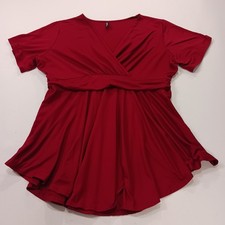 Allegrace Women’s Red Stretch Short Sleeve Casual Top Blouse Size 1X picture