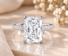 IGI 4.60 Ct Radiant-Cut Lab Grown Diamond Hidden Halo Engagement 14k White Gold picture