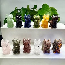 1pc Natural Mixed Quartz Crystal Carved Fly Dragon skull reiki healing gift picture