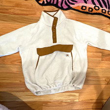 Carhartt Women's XL White Sherpa Fleece Pullover Mock Neck Pockets Brown picture
