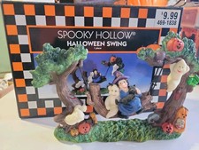 1998 Spooky Hollow Witch Swing Halloween Village Resin Figurine w/ Box picture