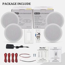Herdio 4 Pack 6.5'' Bluetooth Ceiling Speakers 600W Bass With In Wall Amplifier picture