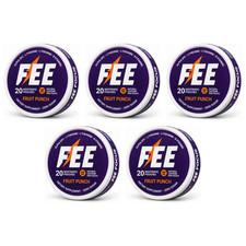 FEE Caffeine Pouches 5 Cans 100 Count 200mg Fruit Punch Nicotine Free Energy picture