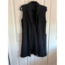 St. John Black Textured Open Front Vest picture