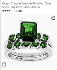 Green Chrome Diopside Rhodium Over Sterling Silver Ring With Band 2.86ctw picture