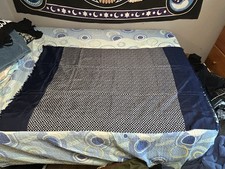 Vintage Hermes Paris 100% Silk Navy Blue Knot Print Scarf Shawl 57” X 35” picture