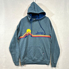 Jeep JEDCO Men's L Blue Pullover Fleece Hoodie Embroidered Logo Men’s Large  247 picture
