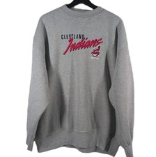 Vintage 90s Cleveland Indians Crewneck Sweater MLB Adult Size XL Gray Textured picture