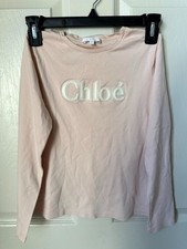 Chloe Embroidered Logo Cotton Long Sleeve Top T-Shirt Warm Pink Size 12 years picture