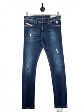 Diesel Tepphar Slim Carrot Jeans Size W32 L32 Mens Blue Distressed Button Fly picture