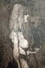 Ernst Fuchs Eva Sphinx Etching Signed Vienna Fantastic Realism picture