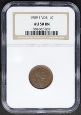 1909 S VDB Lincoln Wheat Cent 1¢ NGC AU50 ‼️LOVELY BROWN COLOR & EYE APPEAL‼️ picture