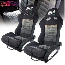 2PCS BRIDE Seats Low Max Racing Black Gradient Seat Adjustable Backrest + Rails picture
