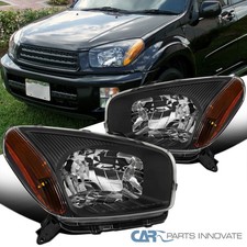Fits 2001-2003 Toyota RAV4 Black Headlights Left+Right Assembly Head Lamps 01-03 picture