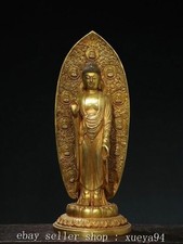 15.7'' Old Tibet Buddhism Bronze Gilt Sakyamuni Amitabha Buddha Statue picture