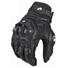 Motorcycle Gloves Black Racing Genuine Leather Motorbike White Road Riding Team picture