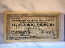 1913 Mexico 10 Pesos Banknote Chihuahua Serie B Pancho Villa Mexican Revolution picture